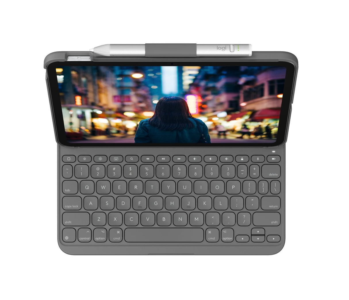Logitech Slim Folio Qwerty Danés, Finlandés, Noruego, Sueco Bluetooth Gris