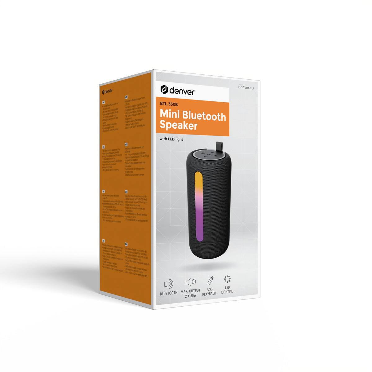 Altavoz Bluetooth Denver Btl-330b Inalambrico Con Funcion De Iluminacion