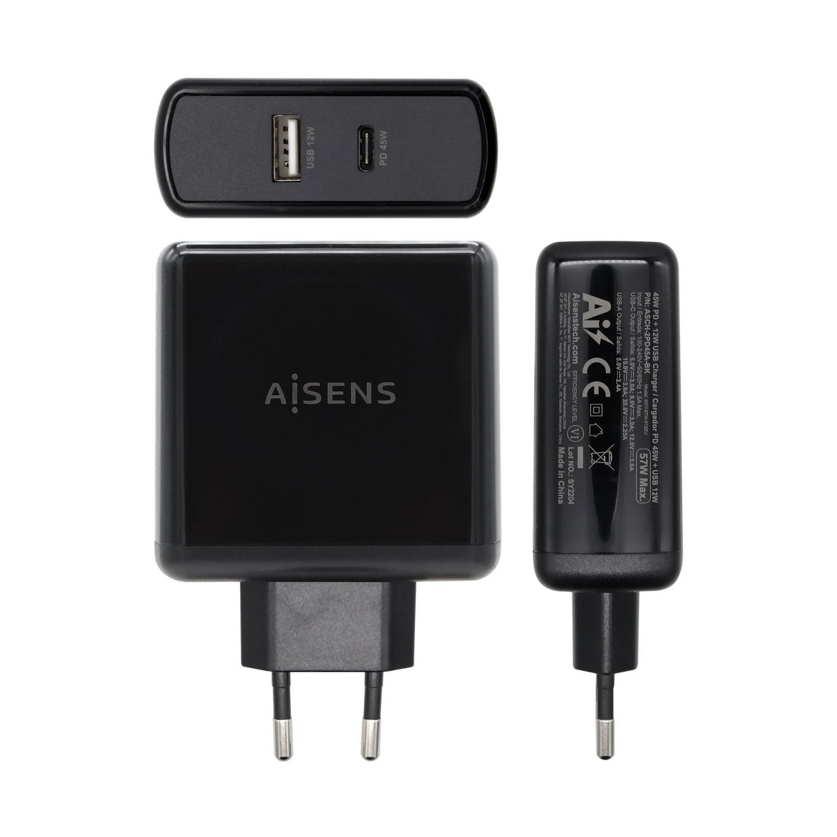 EAN 8436574706253 - AISENS ASCH-2PD45A-BK cargador de dispositivo móvil GPS, Mando para videojuegos, MP3, MP4, Teléfono móvil imagen 2