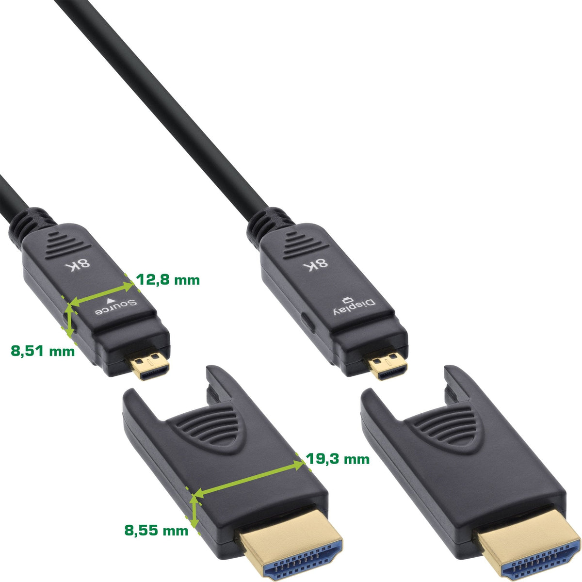 Inline® Hdmi Aoc Cable, Ultra High Speed Hdmi, 8k4k, Detachable Plug, 20m