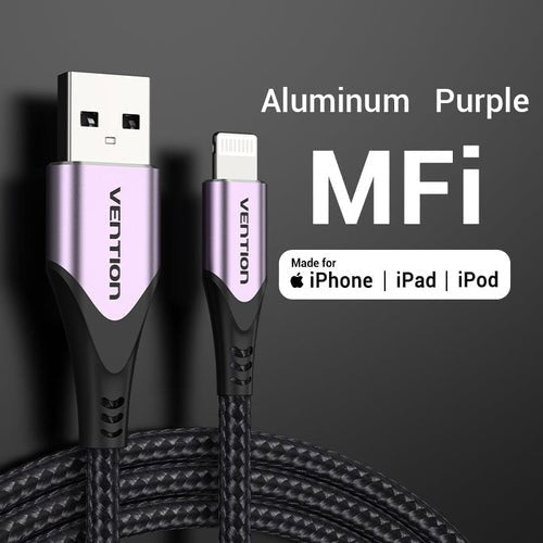 Cable Vention Usb 2.0 A To Lightning Cabl M-M Cable Purple 2m Aluminum