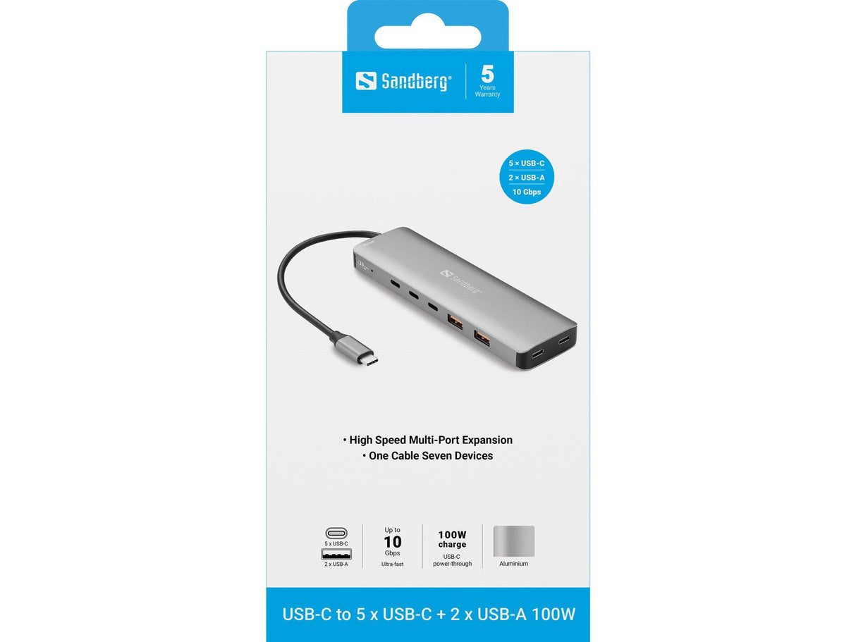 Usb-C To 5 X Usb-C + 2 X Usb-A 100w