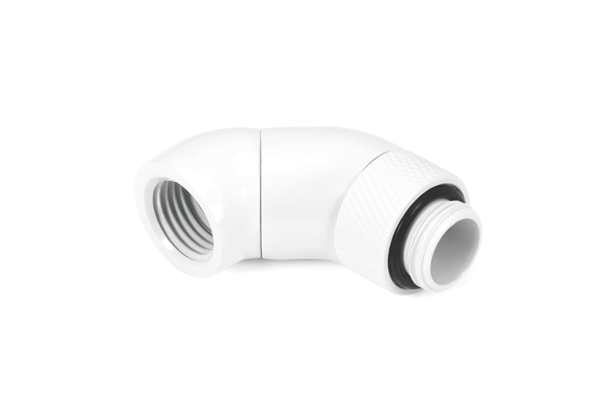 Adaptador Angular De Icículo Alfacool Doble-45 ° G1/4 Ag En G1/4 Ig, Conexión Blanca, 2x 45 ° En Ángulo 17628