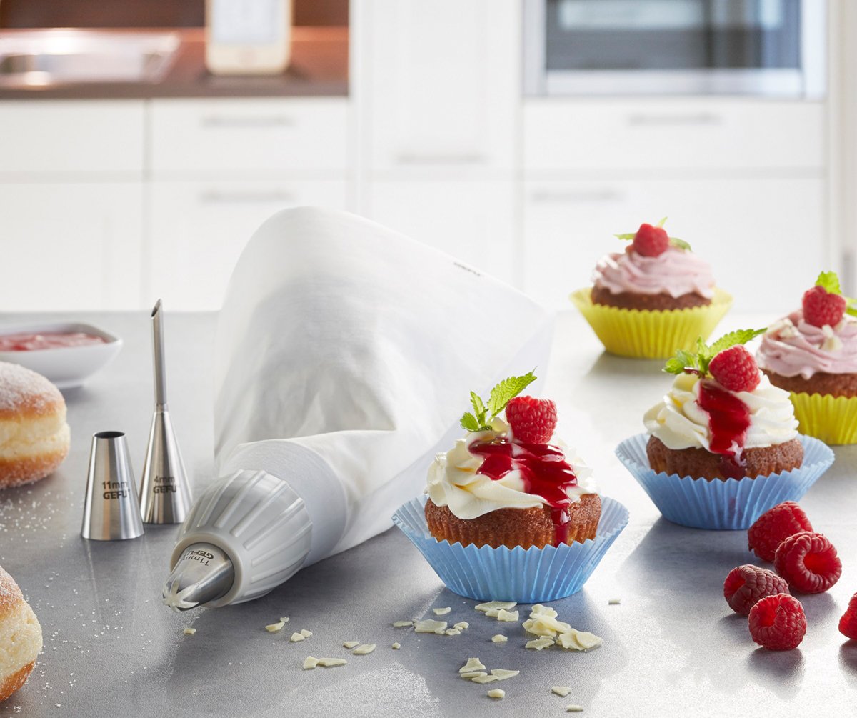 Gefu 14330 Manga Pastelera Algodón, Plástico, Acero Inoxidable