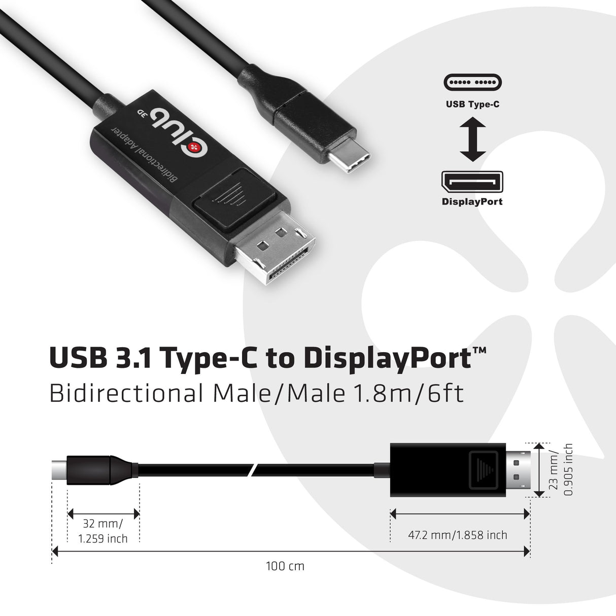EAN 8719214471224 - CLUB3D CAC-1557 adaptador de cable de vídeo 1,8 m USB Tipo C DisplayPort Negro imagen 4