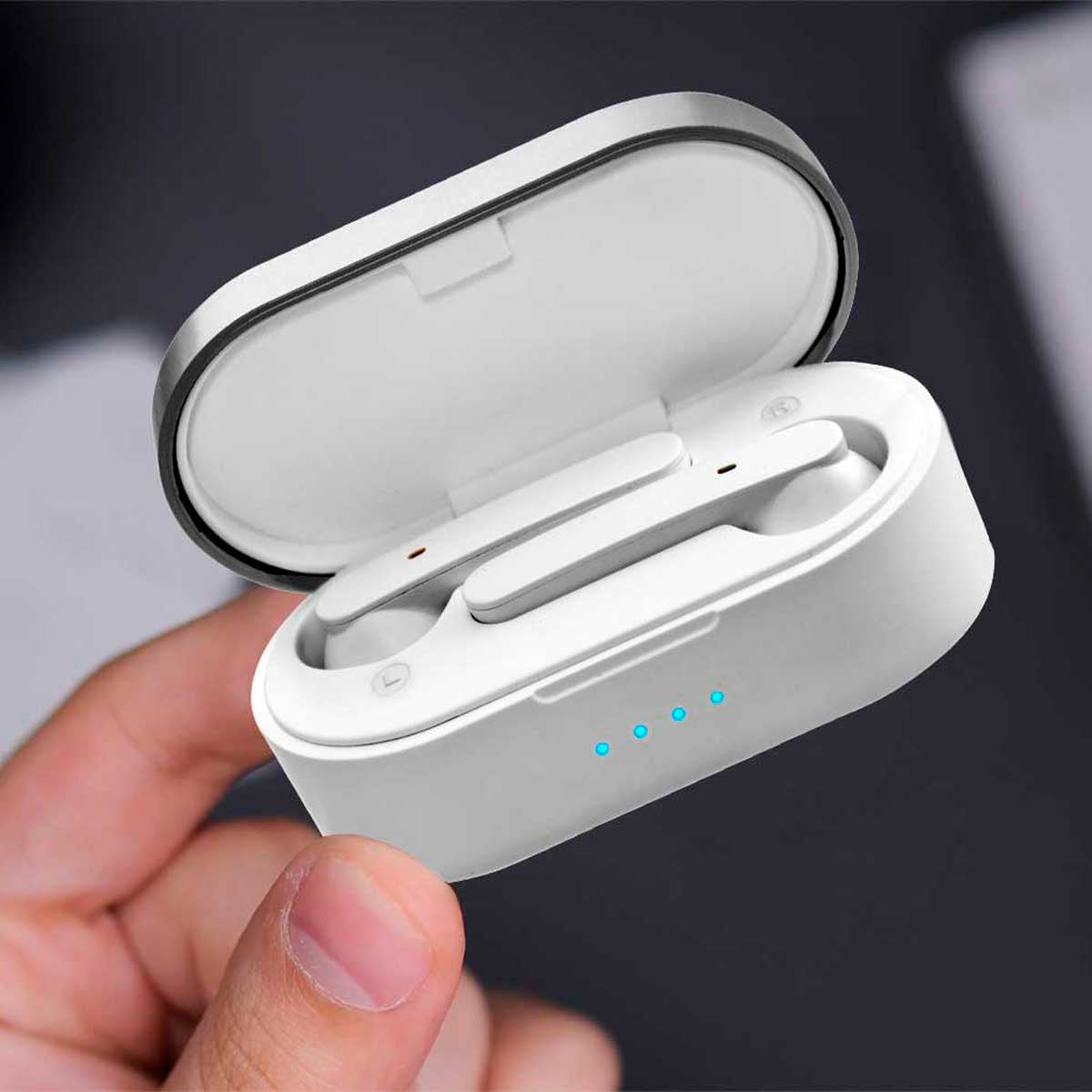 Auricular Bluetooth Prixton Earbuds Tws157 Tactil Blanco Manos Libres Compatible Con Asistente