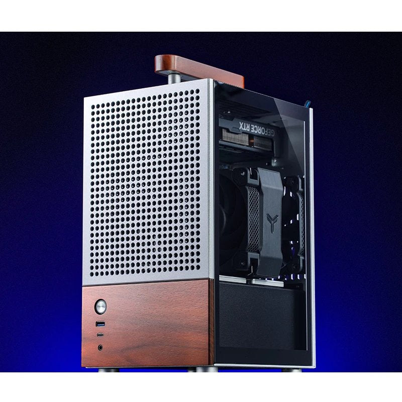 Jonsbo T6 Pc Carcasa, Mini-Tower, Mini-Itx, Tempered Glass, Madera - Plateado