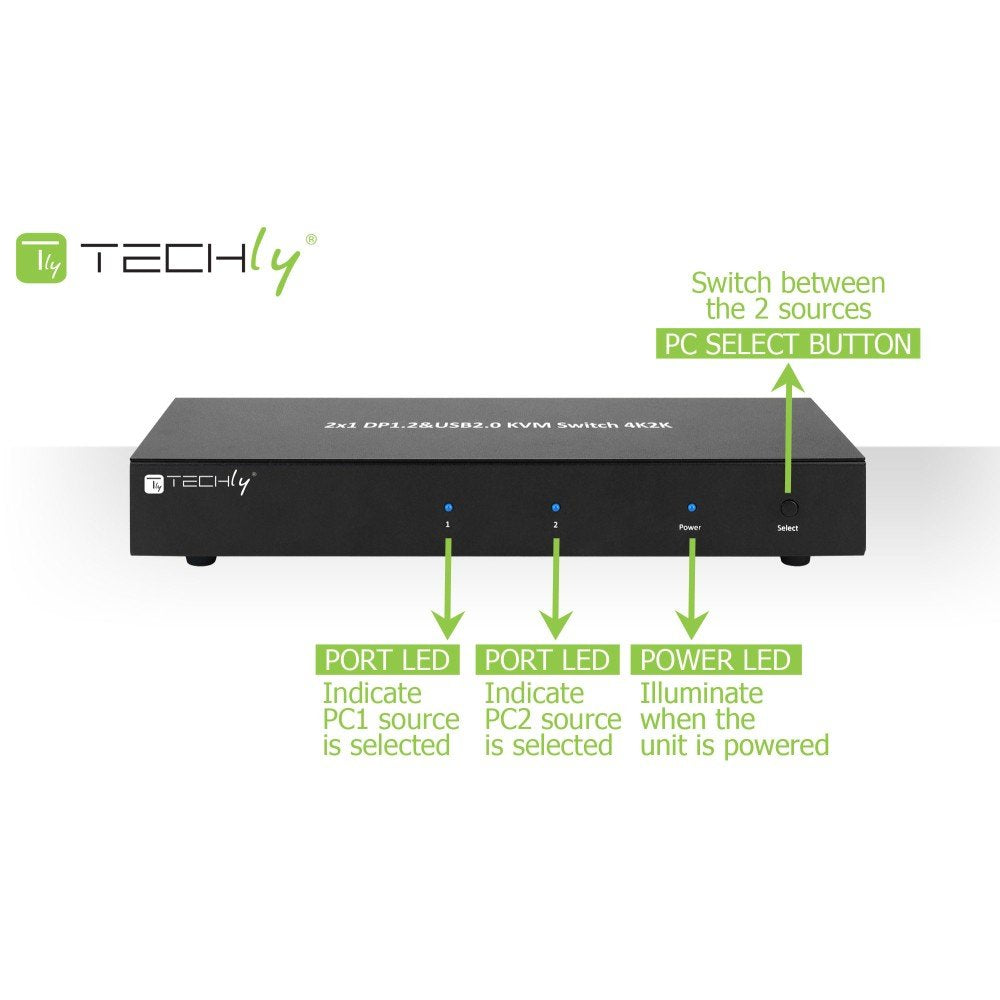 EAN 8051128101928 - Techly IDATA DP-KVM2 interruptor KVM Negro imagen 7