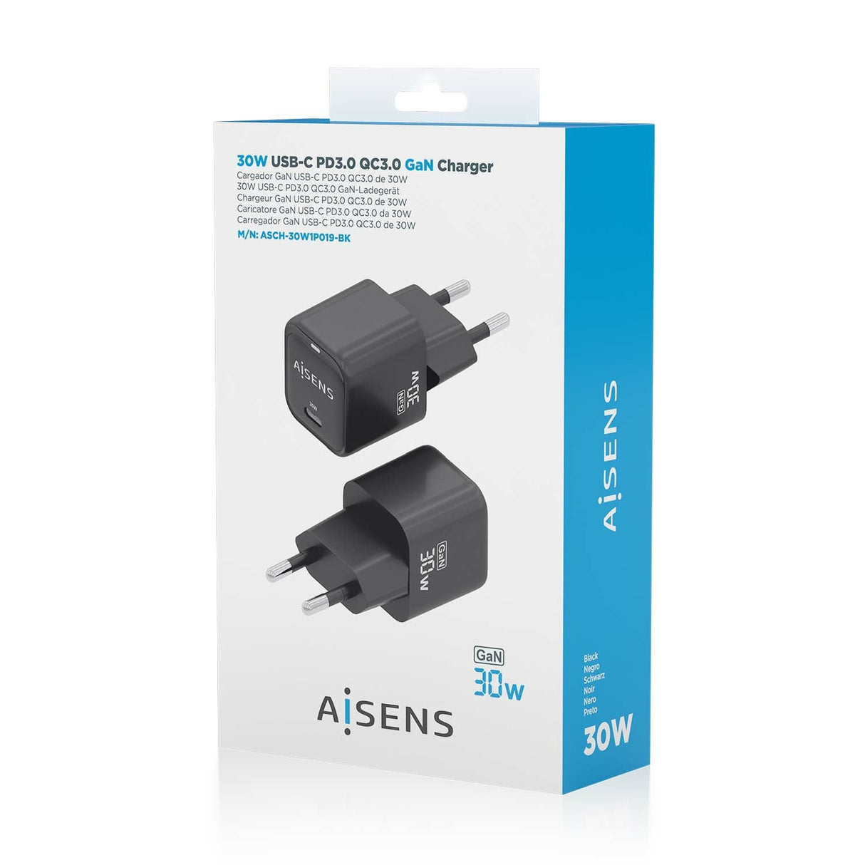 EAN 8435739900833 - AISENS ASCH-30W1P019-BK cargador de dispositivo móvil Universal Corriente alterna Carga rápida Interior imagen 5