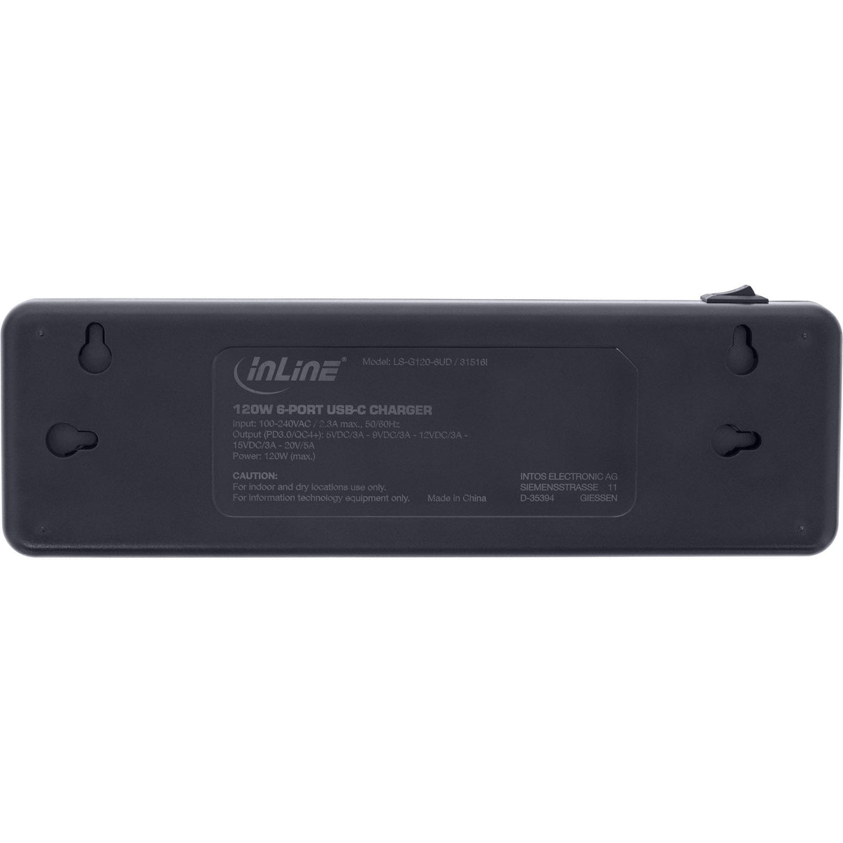 Inline 31516i Cargador Multipuerto Inline, Cargador, 6x Usb Tipo C, Pd 3.0, Gan, Negro