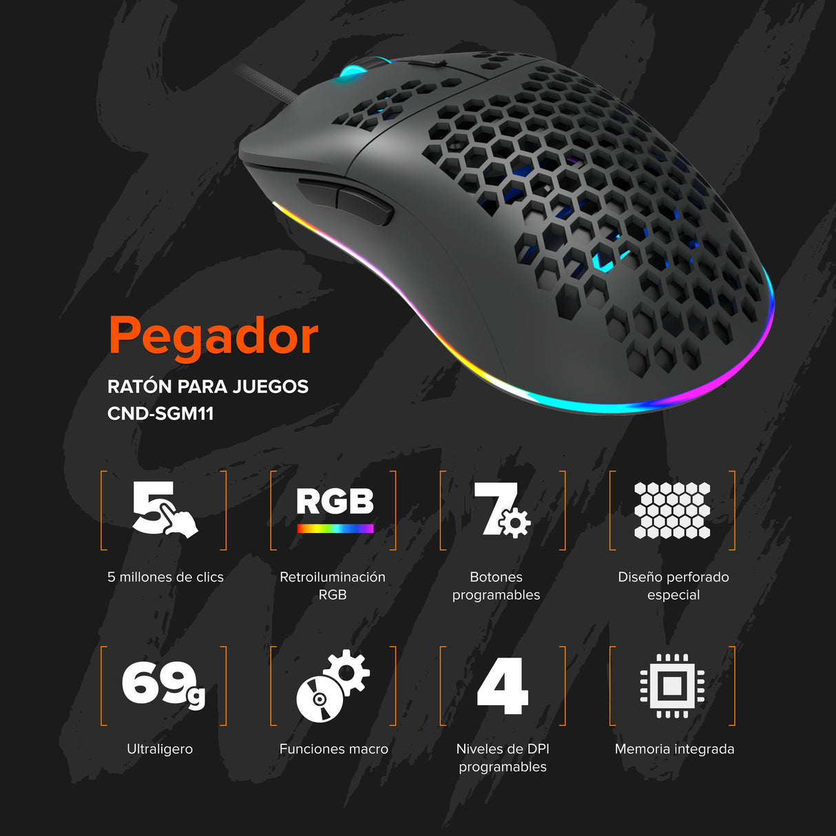 Canyon Raton Gaming Puncher Rgb 7 Botones Negro