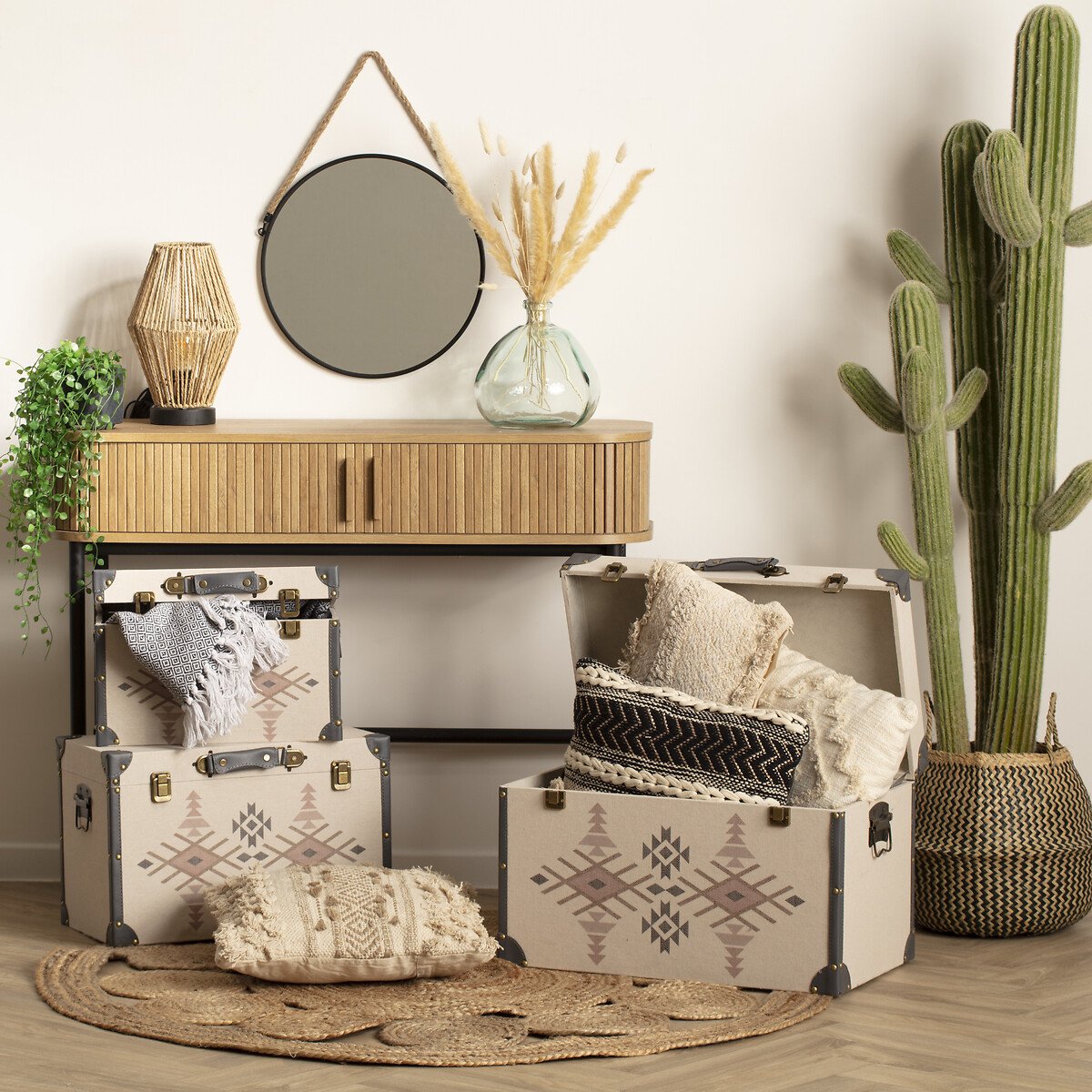 Espejo Con Cuerda Leningrado Grande Metal Negro 55cm / Espejos Decorativo Pared