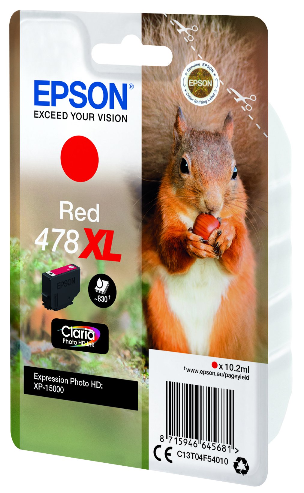 Cartucho De Tinta Epson C13t04f54010 Singlepack Rojo 478xl Claria Photo Hd Ink Para Expression Home Hd Xp-15000