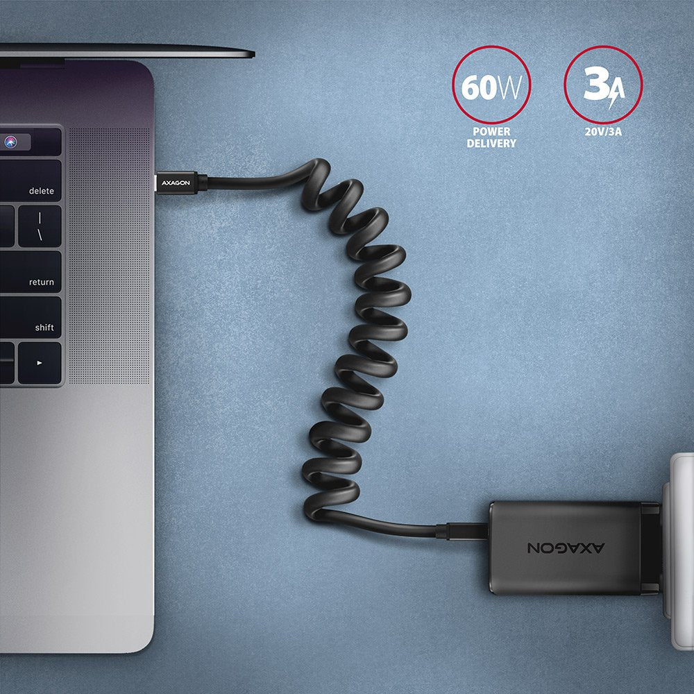 EAN 8595247906236 - Axagon Data and charging USB 2.0 cable 1.1 m long. PD 60W, 3A. Black twisted. cable USB 1,1 m USB C Negro imagen 5