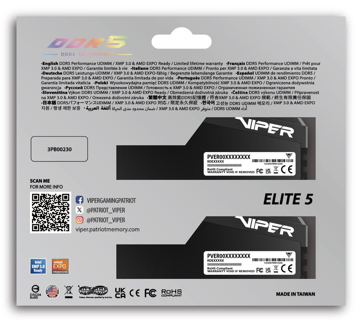 EAN 4711378430066 - Patriot Memory Viper Elite 5 Ultra VEU532G6028K módulo de memoria 32 GB 2 x 16 GB DDR5 6000 MT/s 288-pin imagen 12