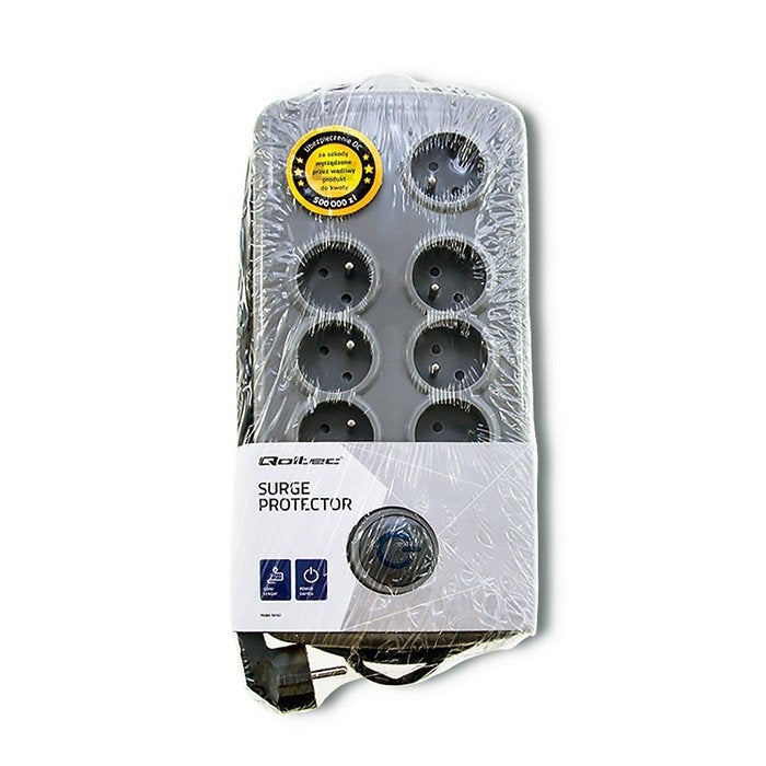EAN 5901878501628 - Qoltec 50162 limitador de tensión Gris 8 salidas AC 230 V 2,5 m imagen 3