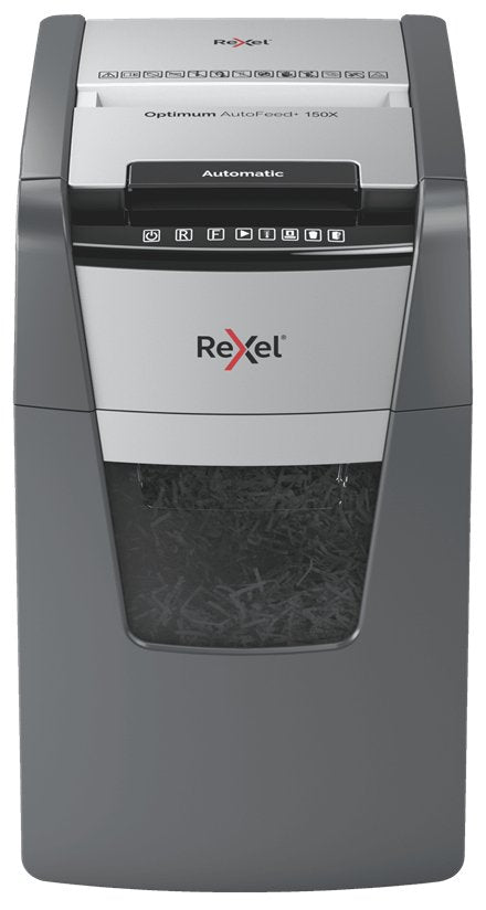 EAN 5028252613897 - Rexel Optimum AutoFeed+ 150X A triturador de papel Corte cruzado 55 dB 22 cm Negro, Gris imagen 1