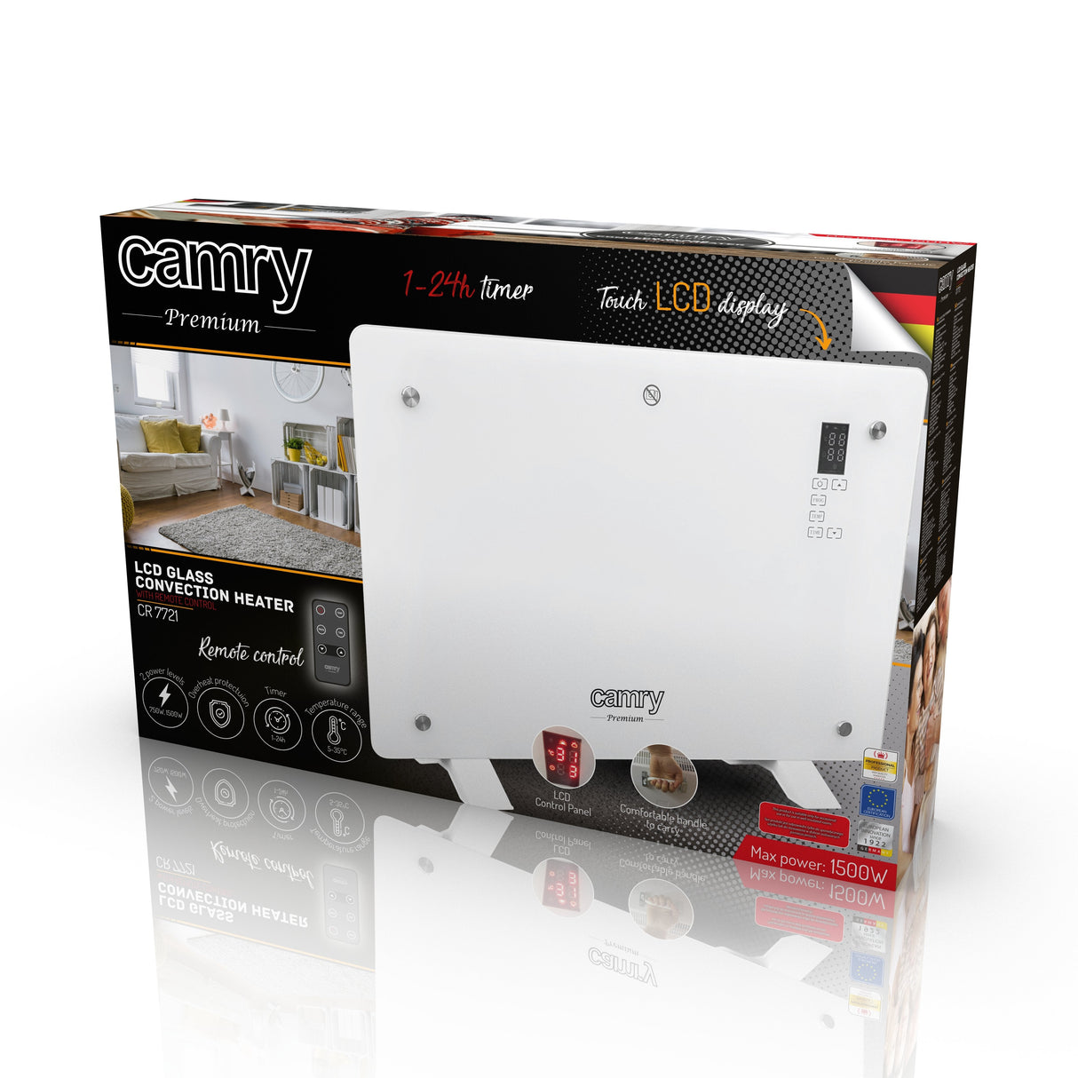 EAN 5902934837408 - Camry Premium CR 7721 calefactor eléctrico Interior Blanco 1500 W Convector imagen 7