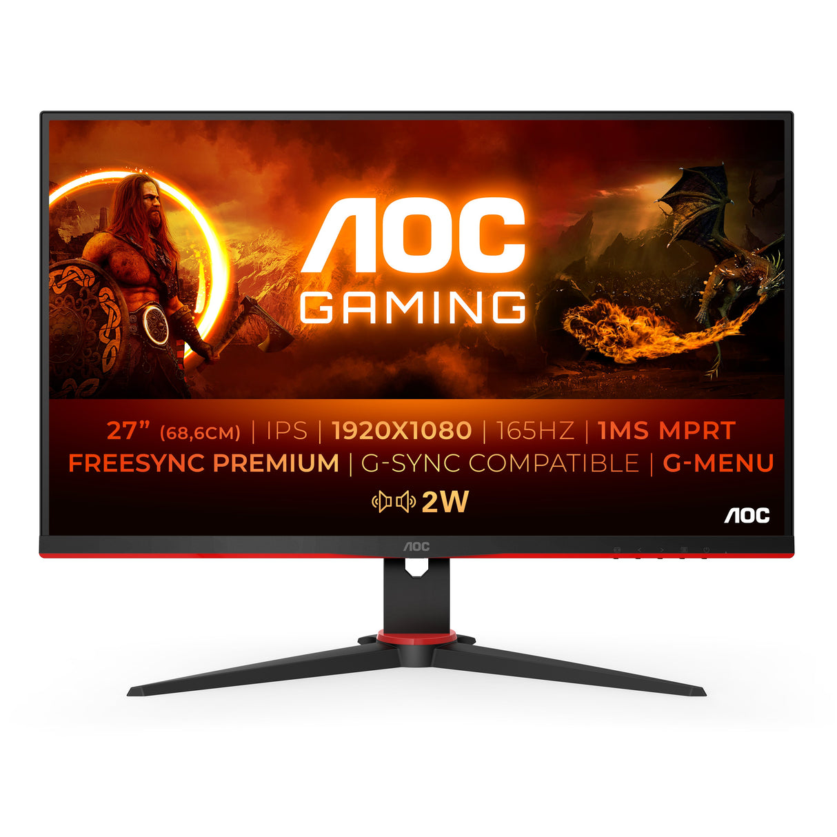 EAN 4038986180566 - AOC G2 27G2SPAE/BK pantalla para PC 68,6 cm (27") 1920 x 1080 Pixeles Full HD LED Negro, Rojo imagen 1