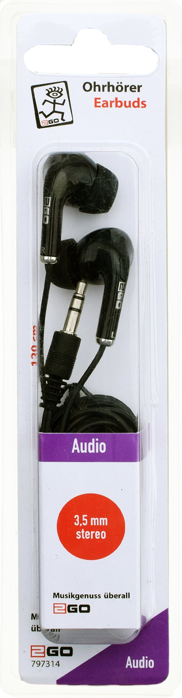 2go 797314 Auriculares Alámbrico In-Ear Llamadas/Música Negro