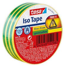 Cinta Aislante Tesa, 10m X 15mm, Verde/Amarillo