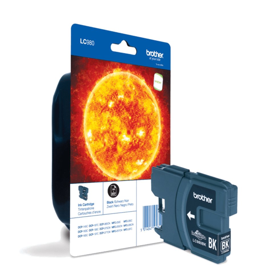 Tinta Original Brother Lc980bkbp Negro Original BlaSter Para Dcp-145, 163, 165, 195, 365, 373, 375, 377, Mfc-250, 255, 290, 295, 297
