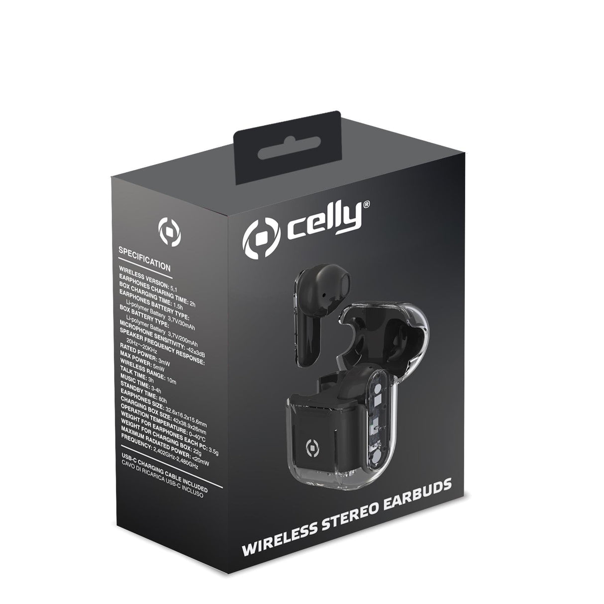 Celly Sheer Auriculares True Wireless Stereo (Tws) Negro, Transparente