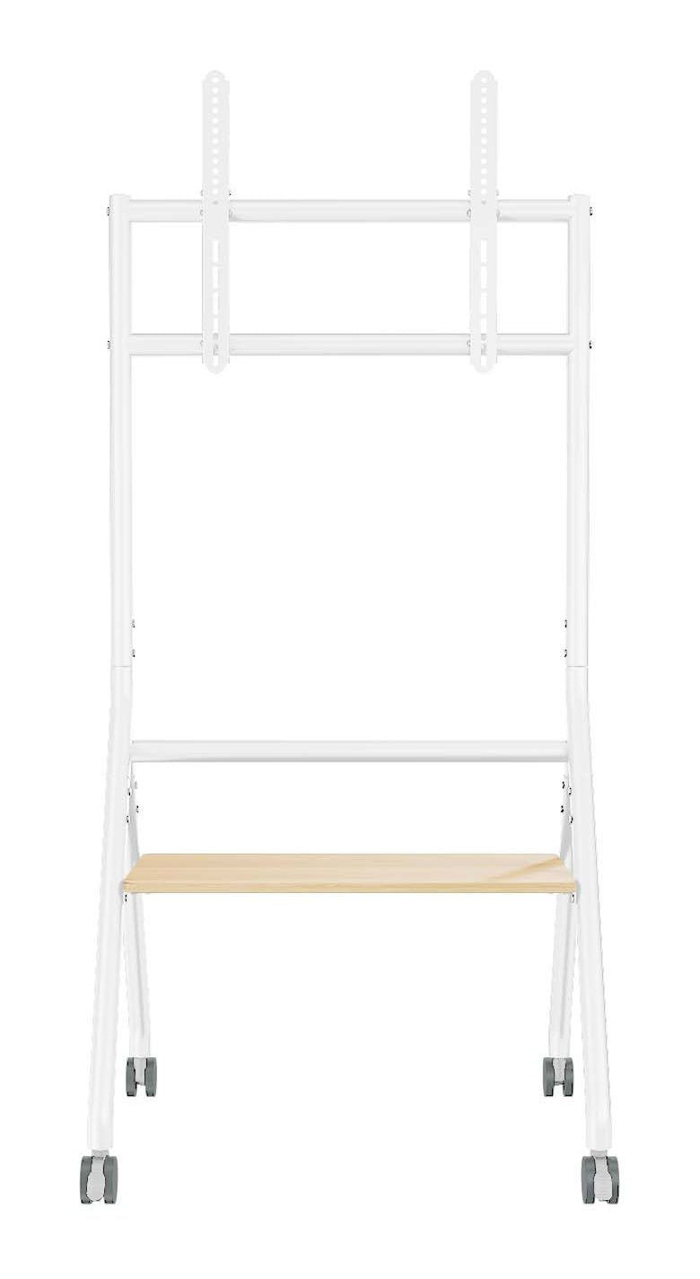 Aisens Soporte De Suelo Eco Con Rueda, 1 Bandeja Para Pantalla Interactiva/Tv 80kg De 37-86, Blanco+Madera