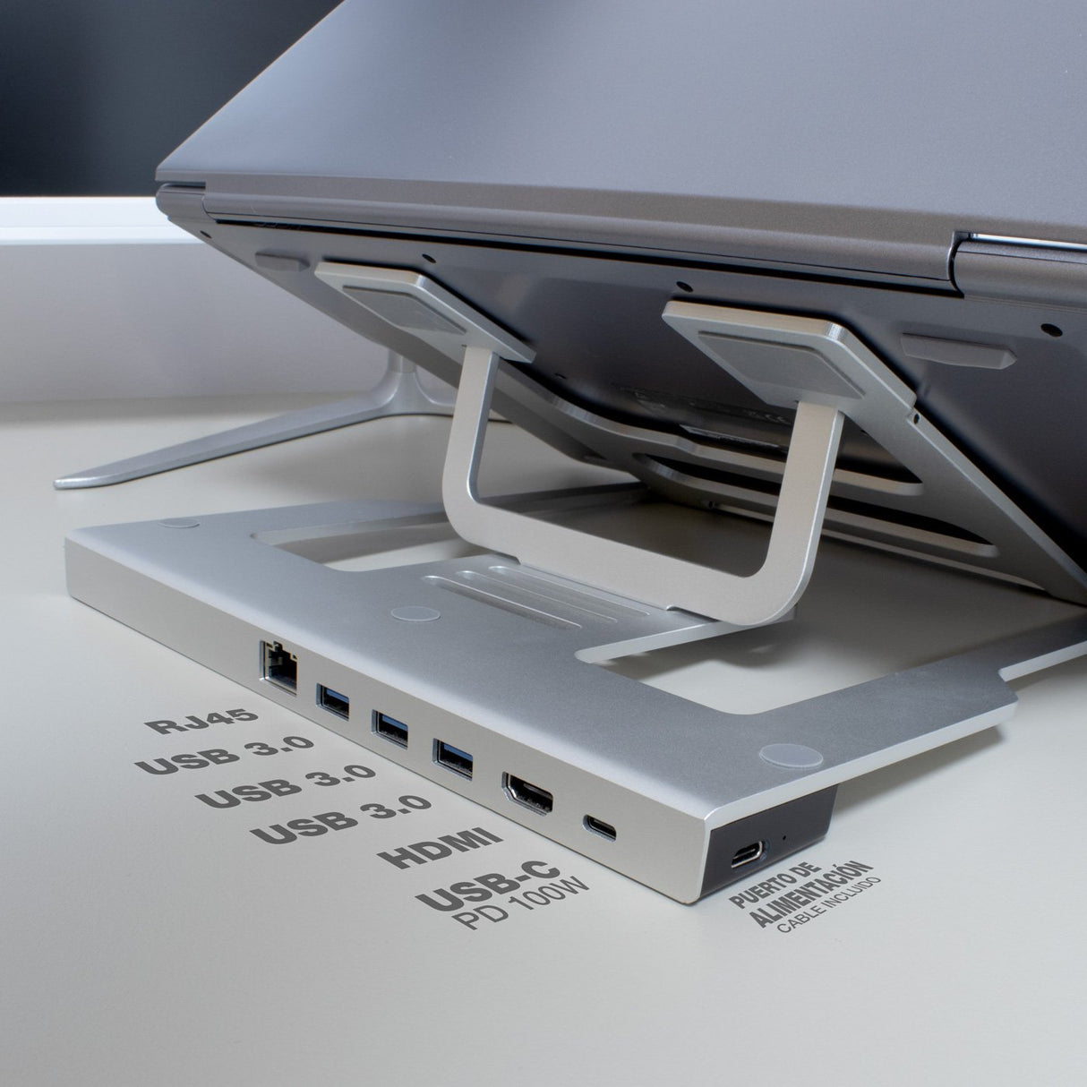 EAN 8436624420245 - CoolBox Coo-atril-dock Alámbrico USB 3.2 Gen 1 (3.1 Gen 1) Type-C Gris imagen 3