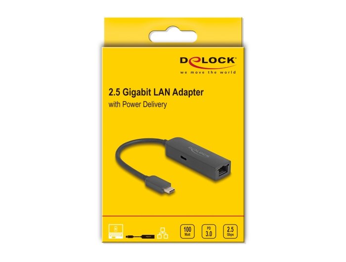 Delock 66938 Adaptador Usb Type-C A 2,5 Gigabit Lan Con Suministro De Energía 100 Watios