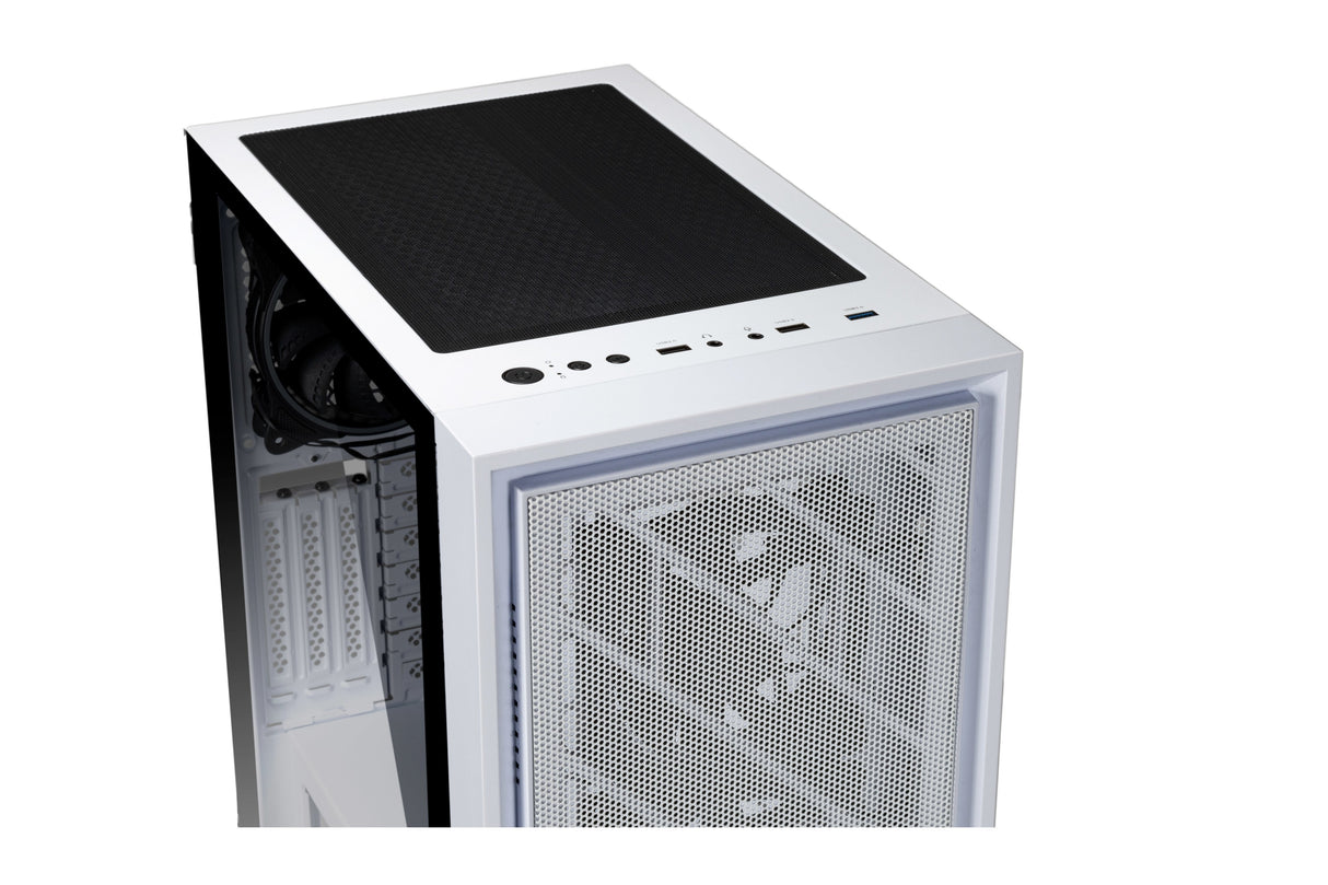 Caja Pc Abysm Atx Case Danube Kamp White Argb-Tempered Glass- 1xusb 3.0+2xusb2.0 - 4 X Fan 12cm Argb -Argb Hub