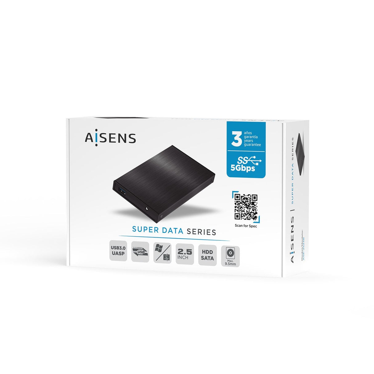 Aisens Caja Externa Para Disco Duro De 2.5' Usb 3.0 Negro Ase-2523b