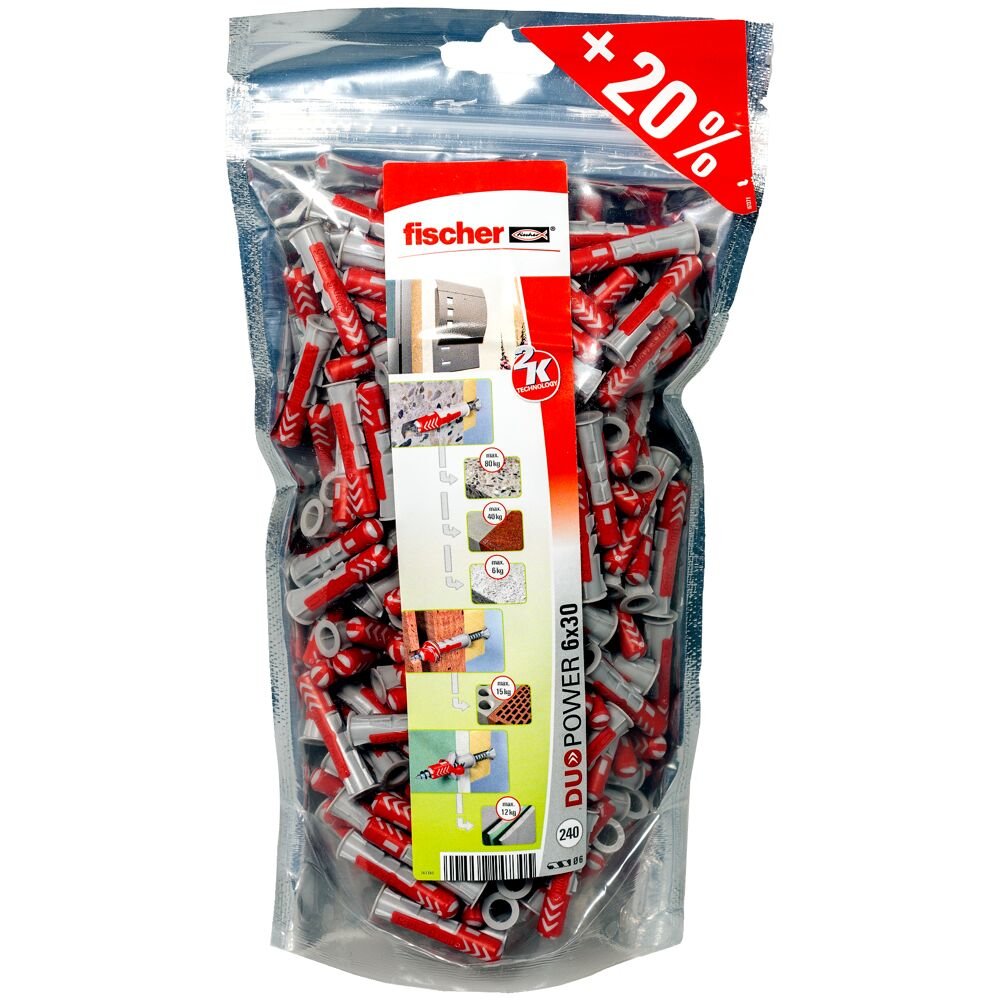 EAN 4048962247305 - Fischer 536382 tornillo de anclaje y taco 240 pieza(s) Enchufe de pared 30 mm imagen 1