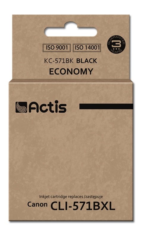 Tinta Actis Kc-571bk (Reemplazo De Canon Cli-571bk - Estándar - 12 Ml - Negra)