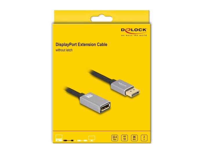 Cable Delock 81080 Displayport 2 M Gris, Negro