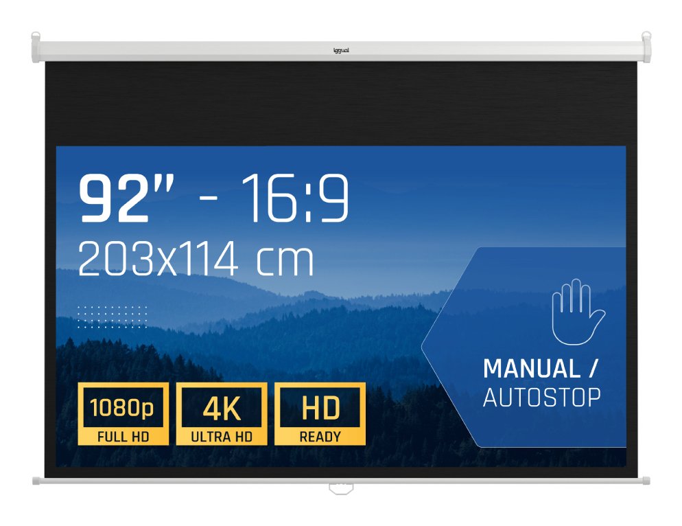 Iggual Pantalla Manual 16:9 92" 203x114 Cm