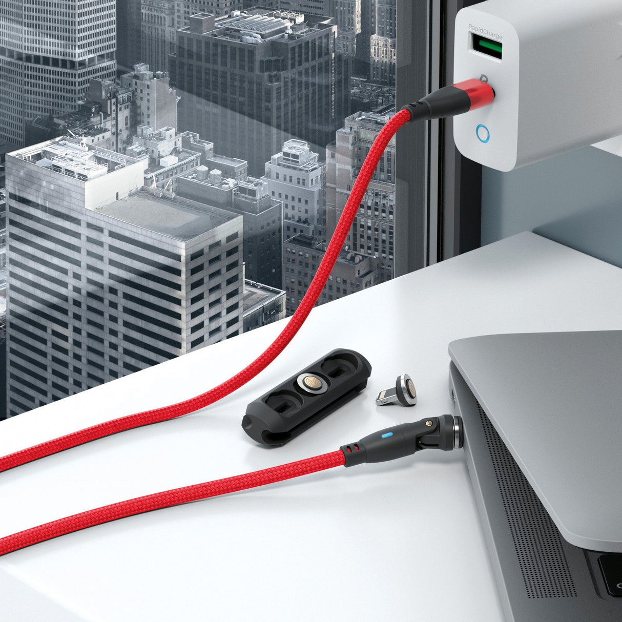 Realpower Magnetic Cable 100 Watt,1m,Rot Con Adaptadorn