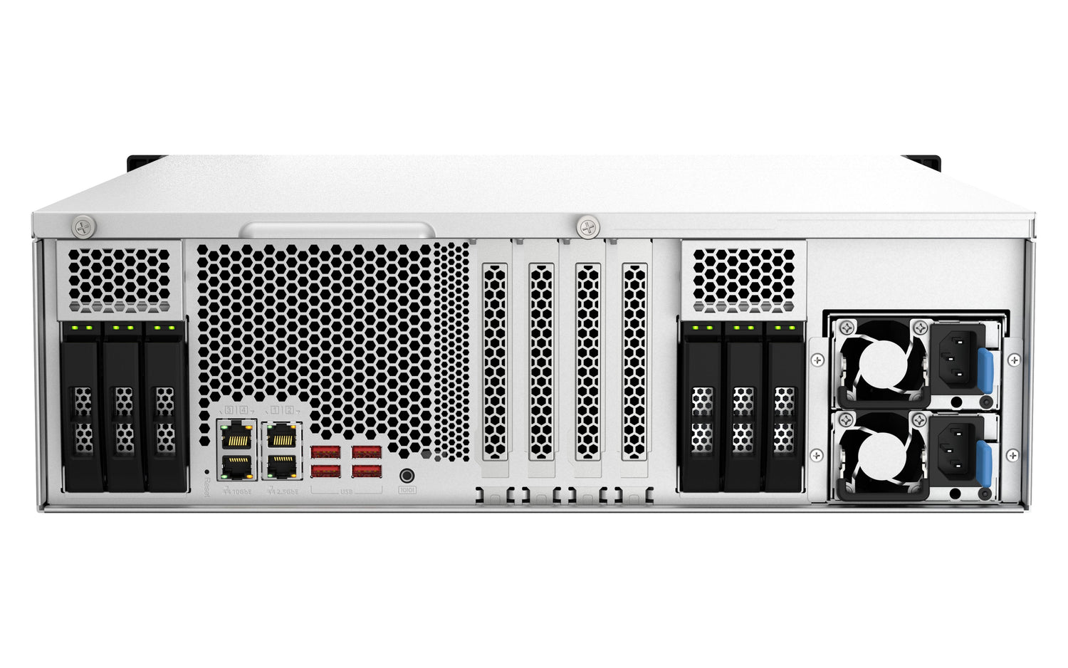 EAN 4711103082263 - QNAP TS-H2287XU-RP NAS Bastidor (3U) Intel Xeon E E-2378 64 GB DDR4 0 TB QuTS hero Negro, Blanco imagen 6