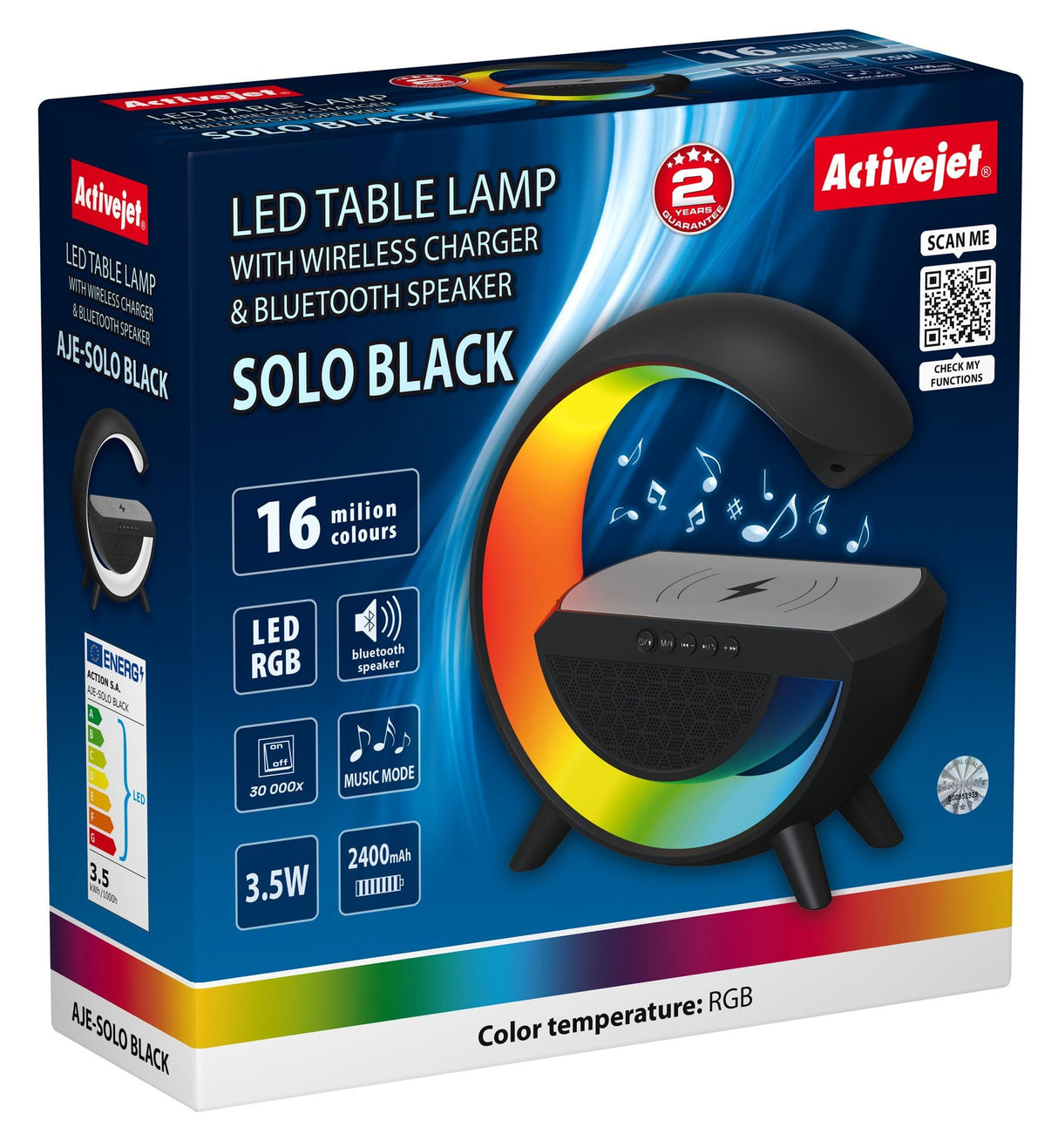 EAN 5901443123668 - Activejet AJE-SOLO RGB Black lámpara de mesa Bombilla(s) no reemplazable(s) Negro imagen 4