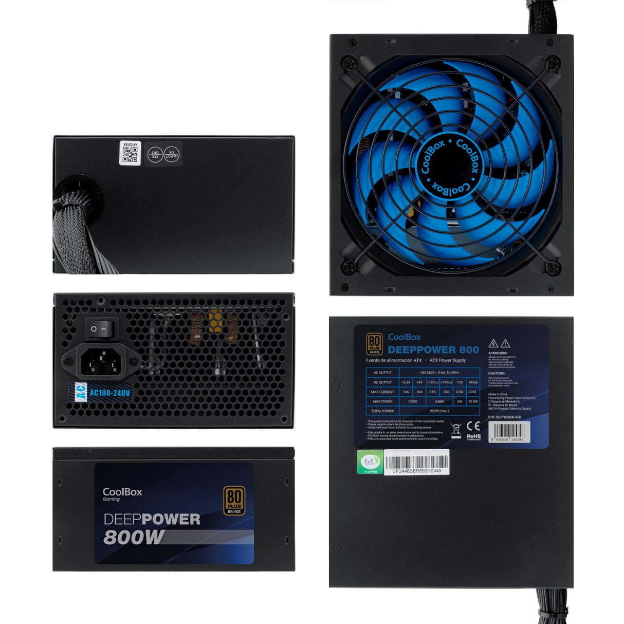 EAN 8436556145346 - CoolBox DeepPower BR-800 unidad de fuente de alimentación 800 W 20+4 pin ATX Negro imagen 2