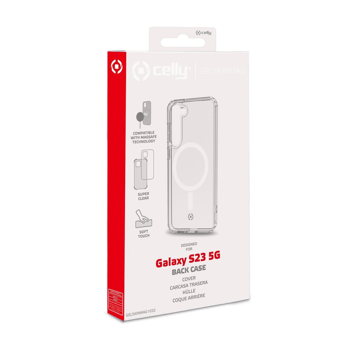 Celly Gelskinmag1032 Funda Para Samsung Galaxy S23 5g/ S23 5g Enterprise Edition (6.1") Transparente, Blanco