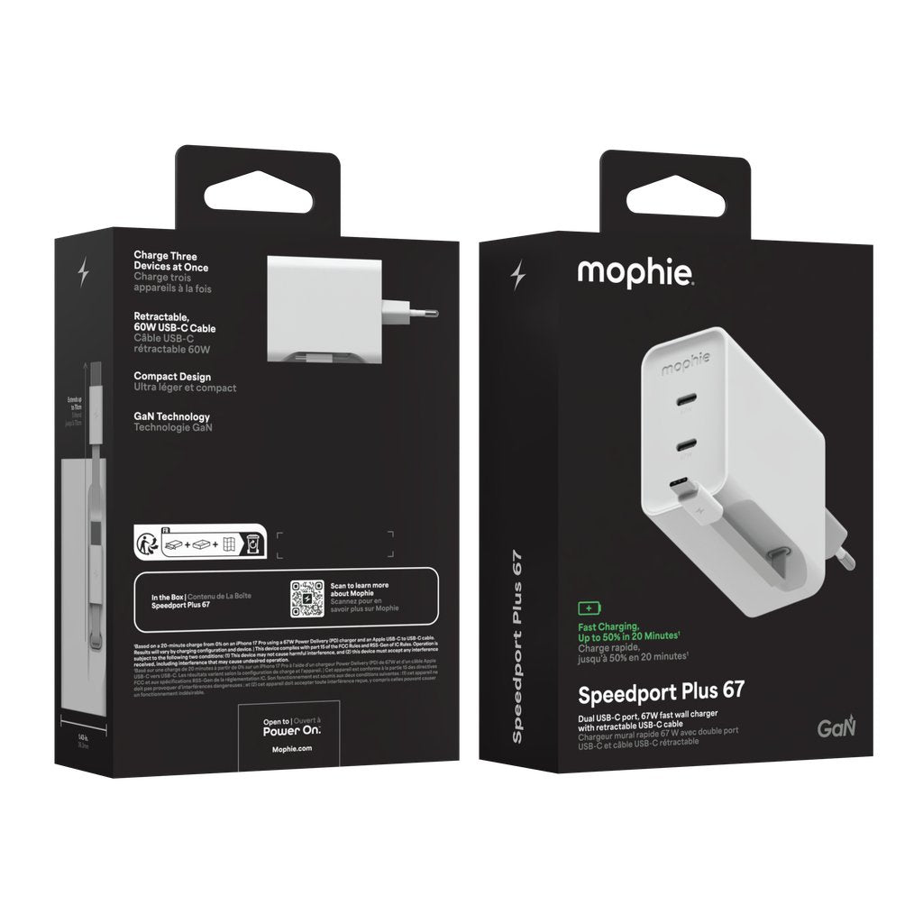 Zagg Mophie Netzteil Gan 67w 2x Usb-C 2026 Blanco