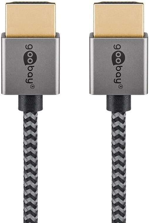Goobay Plus Slim High-Speed-Hdmi-Cable Mit Ethernet, 8k @ 60hz (Gris, 2 Meter) 75758
