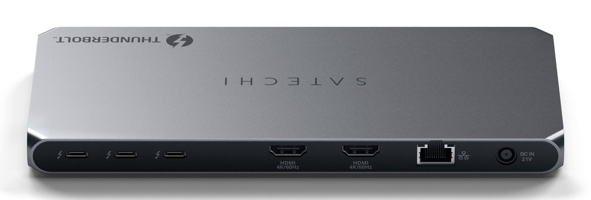 Satechi Thunderbolt 4 3.5mm Audio Czytnik Kart 2x Usb-A 3.2 2x Hdmi 2.0 Displaylink 1x Ethernet 3x Tb4 Downstream Dc/21v - Zasilacz 180w 96w Tb4 Passthrough