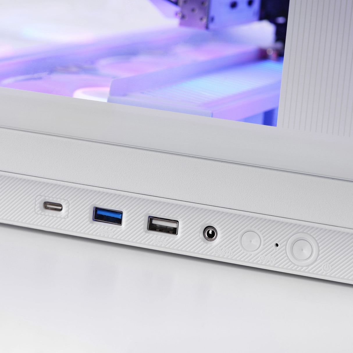 Caja Pc Atx Mars Gaming Mc-Revmaxw Pantalla Lcd 11.8" Cristal Templado 4x Ventiladores Argb Blanco