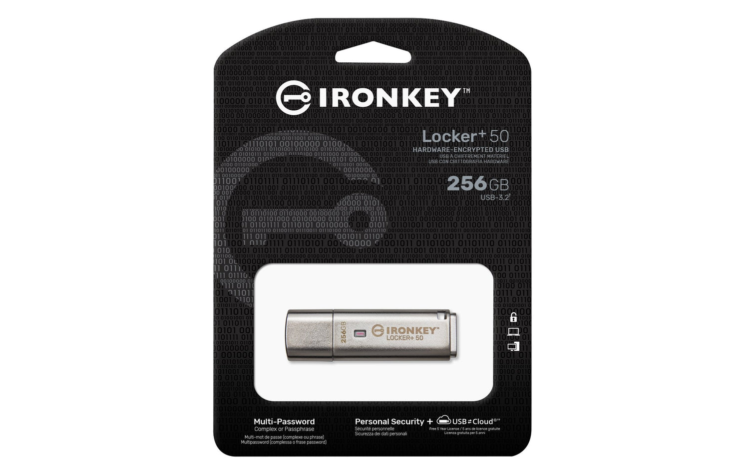 Pendrive Kingston Ironkey Locker+ 50 256gb Usb 3.0 Iklp50/256gb