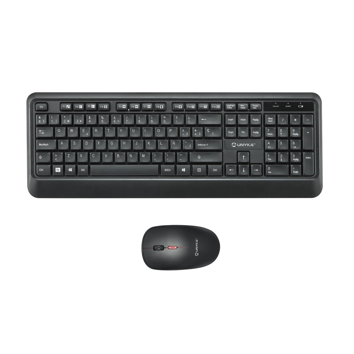 Unykach Uk39 Pack De Teclado Inalambrico Compacto + Raton Inalambrico 1600dpi, 3 Botones, Uso Ambidiestro - Negro
