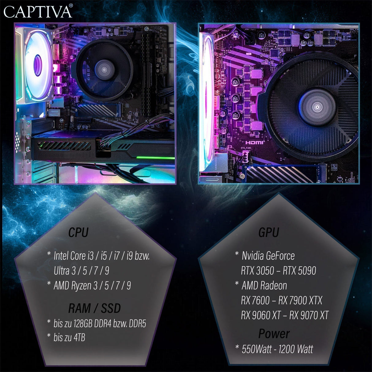 EAN 4046373929629 - CAPTIVA 92962 PCs/estación de trabajo AMD Ryzen™ 5 5500 16 GB DDR4-SDRAM 500 GB SSD NVIDIA GeForce RTX 50 imagen 7