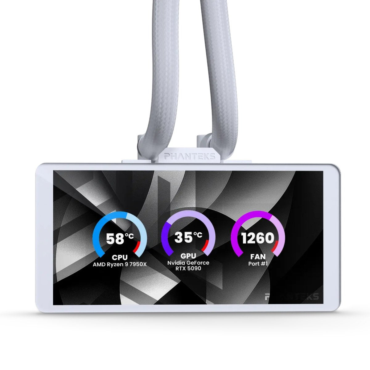 K Phanteks Glacier One 360m25 Lcd Aio-Wasserkühlung, 6-Zoll-Display - 360mm, Weiss