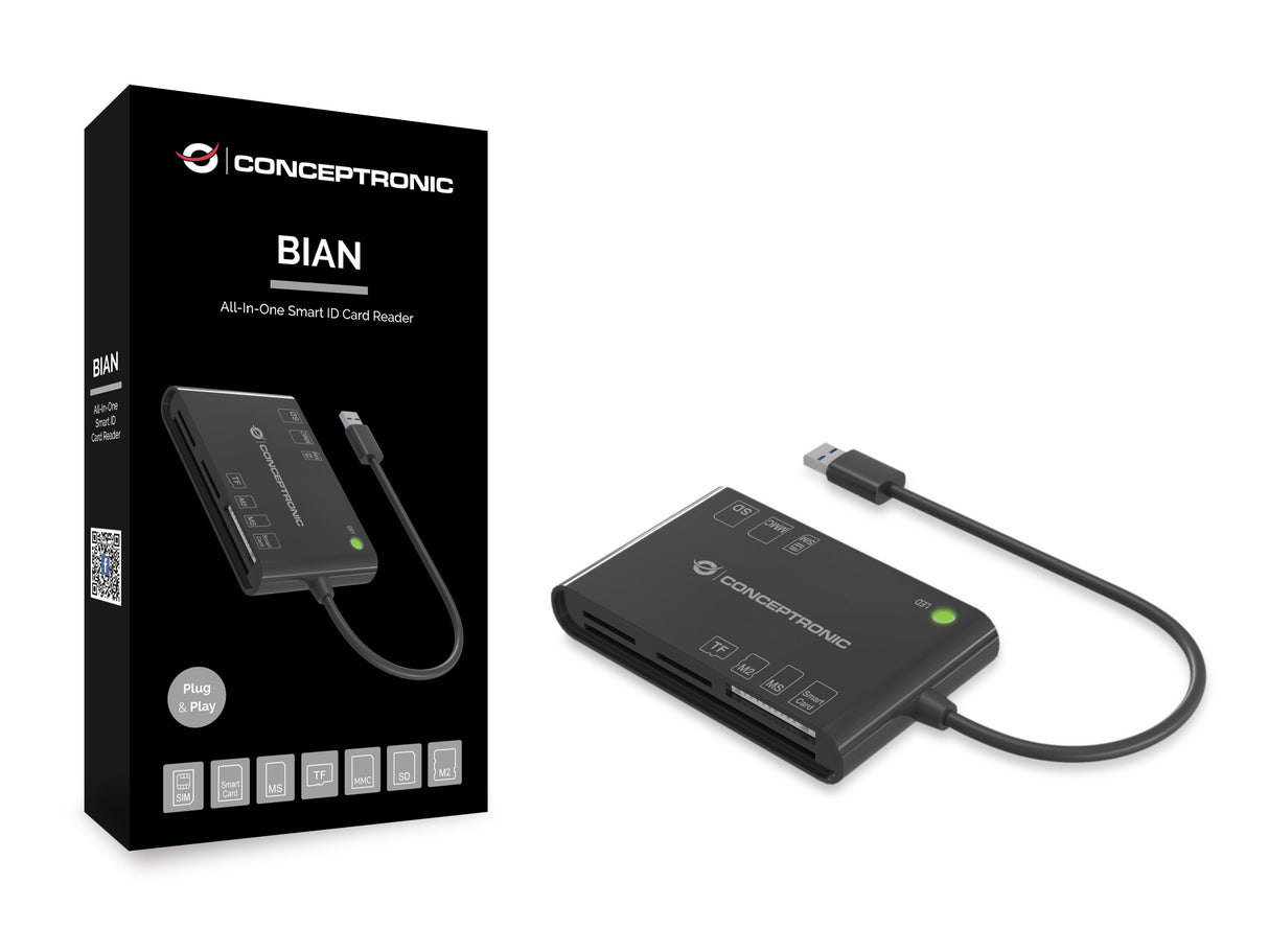 EAN 4015867226704 - Conceptronic BIAN01B lector de tarjeta inteligente Interior USB 3.2 Gen 1 (3.1 Gen 1) Negro imagen 3